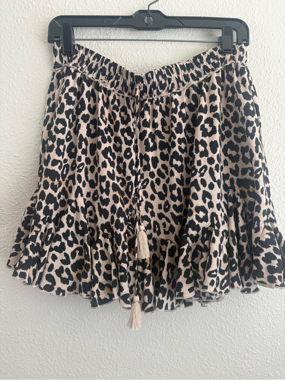 Aakaa Leopard Print Layered Skirt - Black & Tan